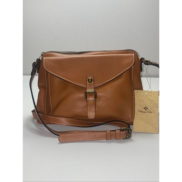 Patricia Nash Avellino Hazelnut Leather Crossbody Waxed Vegetable Tan NWT - Picture 2 of 11